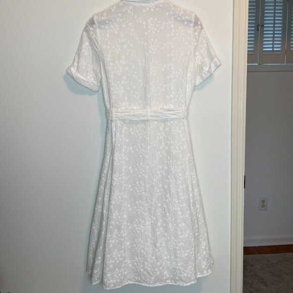 SEZANE Adele Floral Embroidered Eyelet Button Down Midi Shirt Dress \\ 38 (6) - Picture 8 of 9